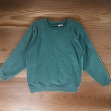 Vintage Hanes Activewear USA Made Teal Blank Raglan Pullover Unisex L
