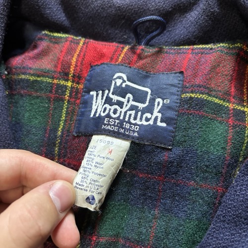 Vintage Woolrich 100% Wool Bomber Jacket Full Zip Plaid Lined Medium USA Made - Picture 5 of 7