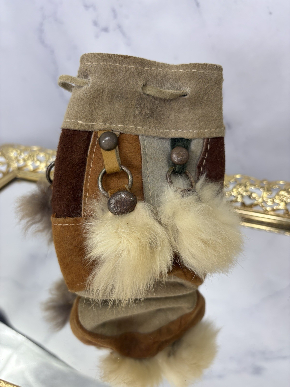 Vintage Native American Wristlet patchwork Leathe… - image 3