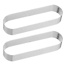 2pcs Perforated Cake Ring 5.12" Stainless Steel Oval Tartlet Ring