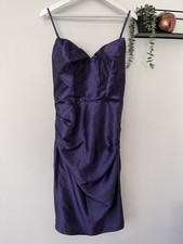 Deep Cadbury Satin Purple Cocktail/party Ruched Dress Size 12