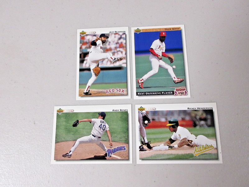 Lot of 4 1992 Upper Deck Baseball Cards, Henderson, Smith, Reardon, Benes