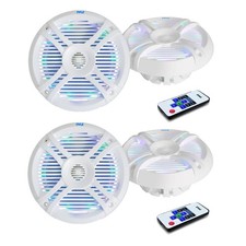 4 X New 6.5" Inch Marine Boat Waterproof Stereo Speakers W/LED Lights  Remote