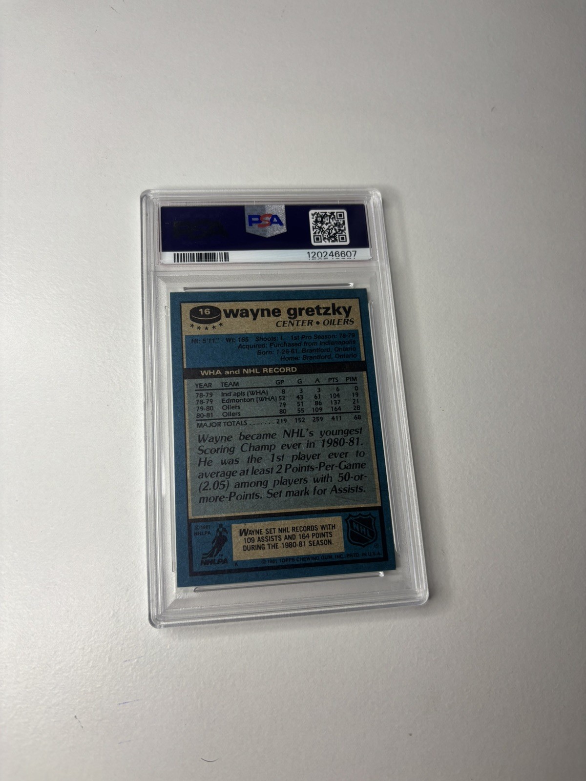 1981 TOPPS #16 WAYNE GRETZKY PSA 9 MINT view 2