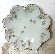 Haviland Co Limoges France Scalloped Bowl Pink Roses Gold Trim SEE PICS