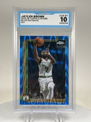 2025 Topps Chorme Blue Raywave /150 Jaylen Brown #51 - DSG 10 Gem Mint - Celtics