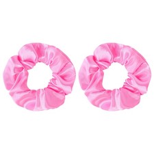 2 PCS Pink Satin Scrunchies, Hair Ties, Elastic, Ponytail Holder, Women, Girls