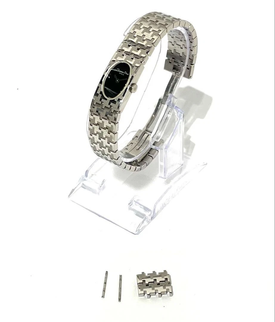 Orologio Christian Dior acciaio inox ovale quadrante nero funzionante dal Giappone