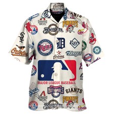 Baseball Hawaiian Shirt Short Sleeve For Men Summer Beach