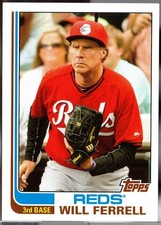 2015 Topps Archives #WF-6 Will Ferrell Baseball Card Reds HBO Image Variation