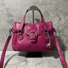 Coach Soho Pink Leather Shoulder Bag 2Way Y2K Turn Lock Clochette Vintage 73