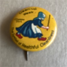 1930s Clean-up Week Chelsea Girls Chicago Bldrs Advertising Pinback Button