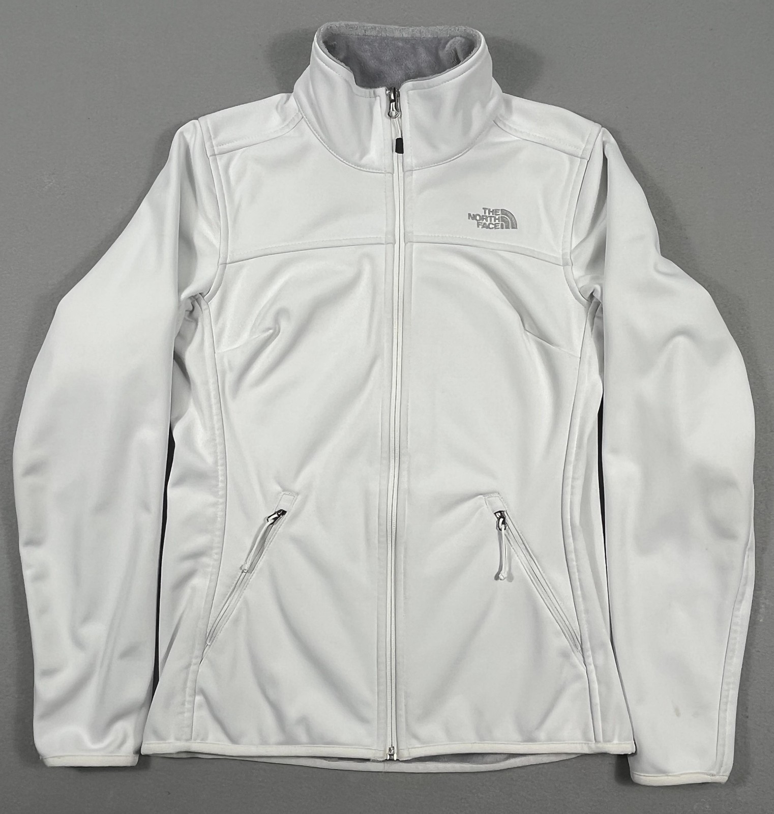 The North Face Softshell Jacket Womens Small White Fleece Lined Full Zip Coat