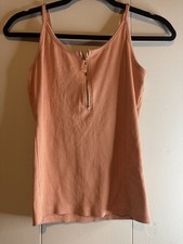 GUESS Women's Peach Ribbed Camisole Adjustable Straps Zipper Accent