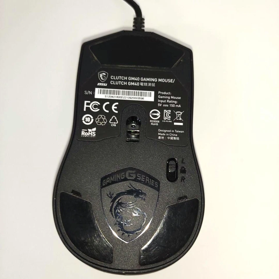 Mouse para juegos MSI Clutch GM40 negro usado/no probado Foto 2 de 4