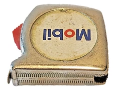 Vintage Mobil Gasoline/Oil Mini 1.5" Metal Advertising Tape Measure 3' Length