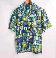 JC Penney Hawaiian Shirt Towncraft Men's Small Groovy Mod Art Floral Vintage