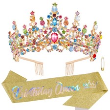 Birthday Queen Sash Tiara Crown Decorations for Women Girls