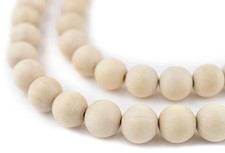 Cream Unwaxed Natural Wood Beads 12mm White Round Large Hole 16 Inch Strand