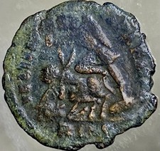 Ancient Roman Coin 353-354AD Authentic Constantius II Soldier Spearing Horseman
