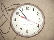 Antique school clock seth thomas wall red rye electric retro analog 13” dial dec
