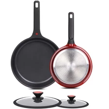 Non Stick Frying Pans with Lids, 100% PFOA Free Stickless Skillets for Cookin...
