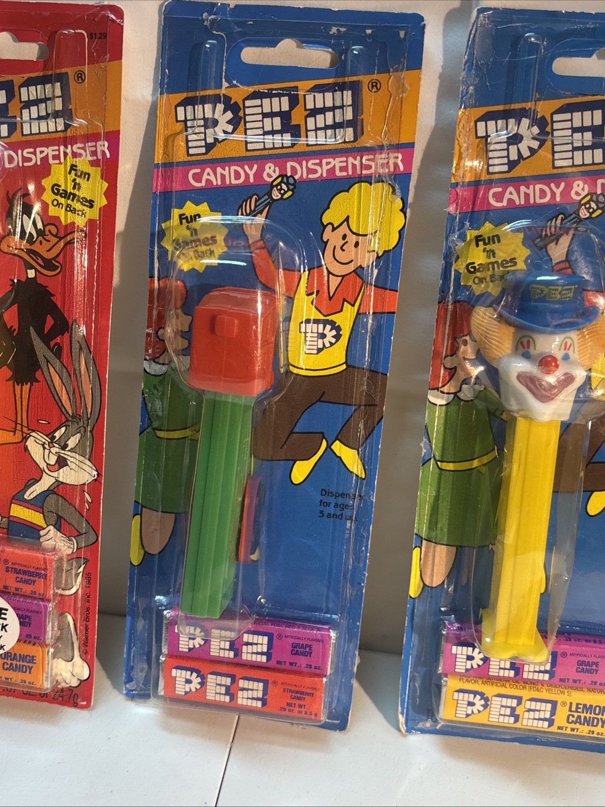 Lot of four mixed Pez Dispensers in the original packaging, see description