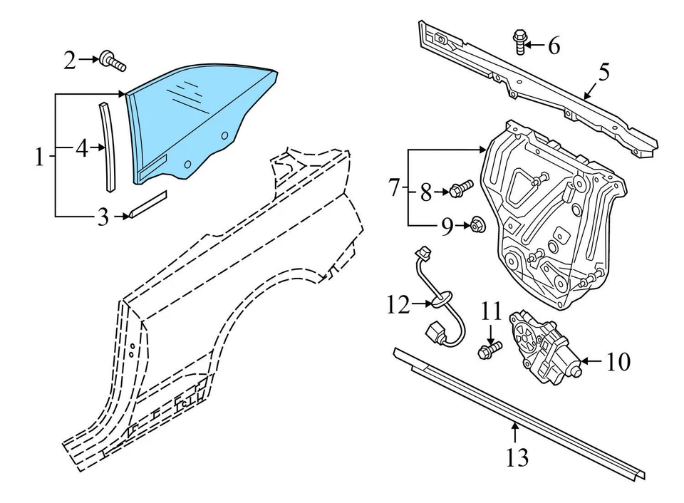 2017-2020 AUDI A5 QUATTRO - REAR Right SIDE Quarter Window / Glass 8W7845298 - Image 3 of 4