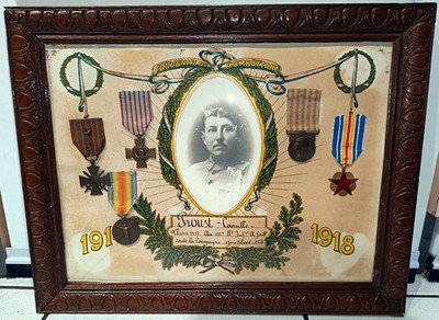 Diplom mit Medaillen Soldat 124. + 114. RI ww1