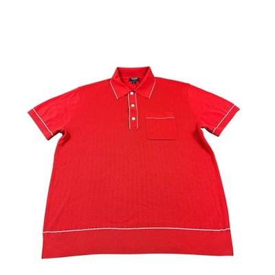 Todd Snyder Orange White Tipped Cotton Silk Knit Men s Polo Size Large 
