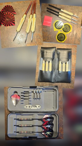Lot of 3 VTG Dart Sets- 2 Pro 28g Steel Tip Sets + BullShooter Case w/ Kit