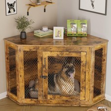 52inch Corner Dog Crate Furniture Wooden Dog Kennel Furniture with Mesh