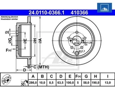2pcs Brake Disc ATE 24.0110-0366.1 for Subaru Outback BRZ