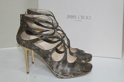 New 9.5 / 39.5 Jimmy Choo Latina Lizard Embossed Leather