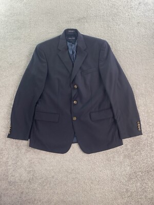Brooks Brothers Suit Jacket 42 R Navy Wool Brass Button University Yachting Logo