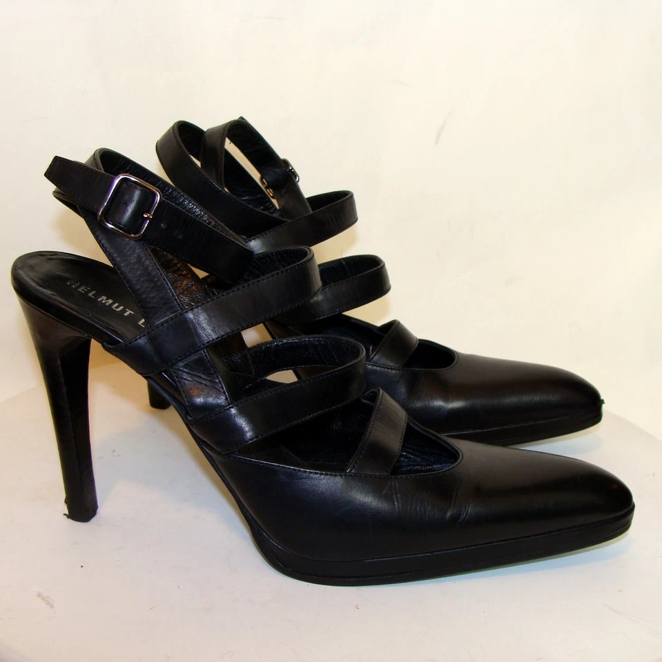 ZAPATOS DE SALÓN HELMUT LANG MUJER CUERO NEGRO TALLA 39/8,5M D113 Foto 3 de 4