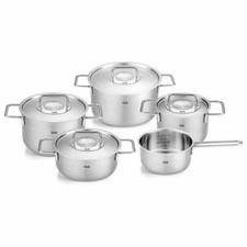 Fissler Topf-Set Pure 5-tlg. mit Metalldeckeln und Stielkasserolle