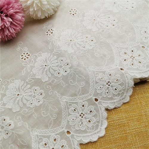 8,66" Breite Stickerei Borte Blumen Baumwolle Spitze Hochzeit Stoff Kleidung Zum Selbermachen Nähen - Bild 3 von 6