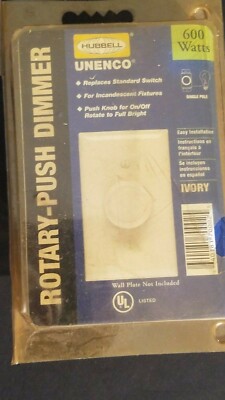 NEW  Hubbell 600 Watt Single Pole Ivory Single Pole Rotary Incandescent Dimmer