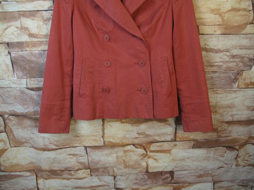 Ann Taylor LOFT Womens Size 0 Cotton Double Breasted Jacket brick color - Picture 2 of 7