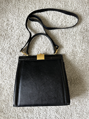 Vintage Bally Shoulder Bag Clasp Black Leather Gold Top Handle | eBay