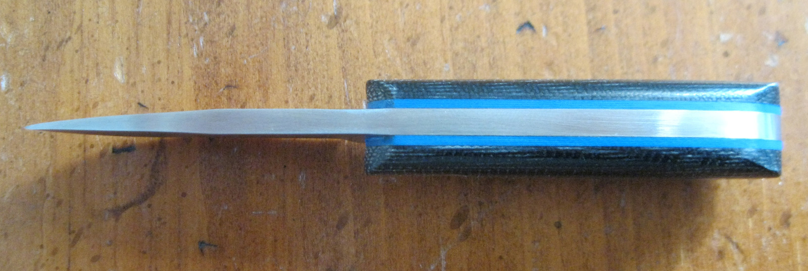 Bark River Knives EPK CPM 154 steel. Black Canvas scales blue liners