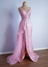 PROM ROSE PINK GLITTER EVENING PAGEANT FORMAL BALL GALA DRESS WEDDING GOWN 6