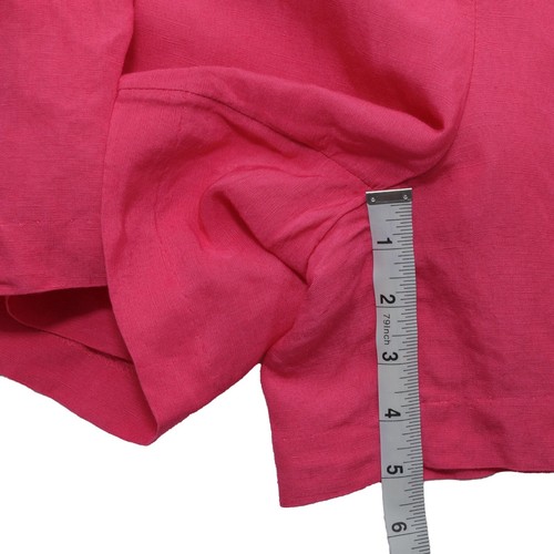 H&M Womens Large Hot Pink Linen Blend Pull-on Shorts Elastic Waist Slash Pockets - Picture 3 of 5