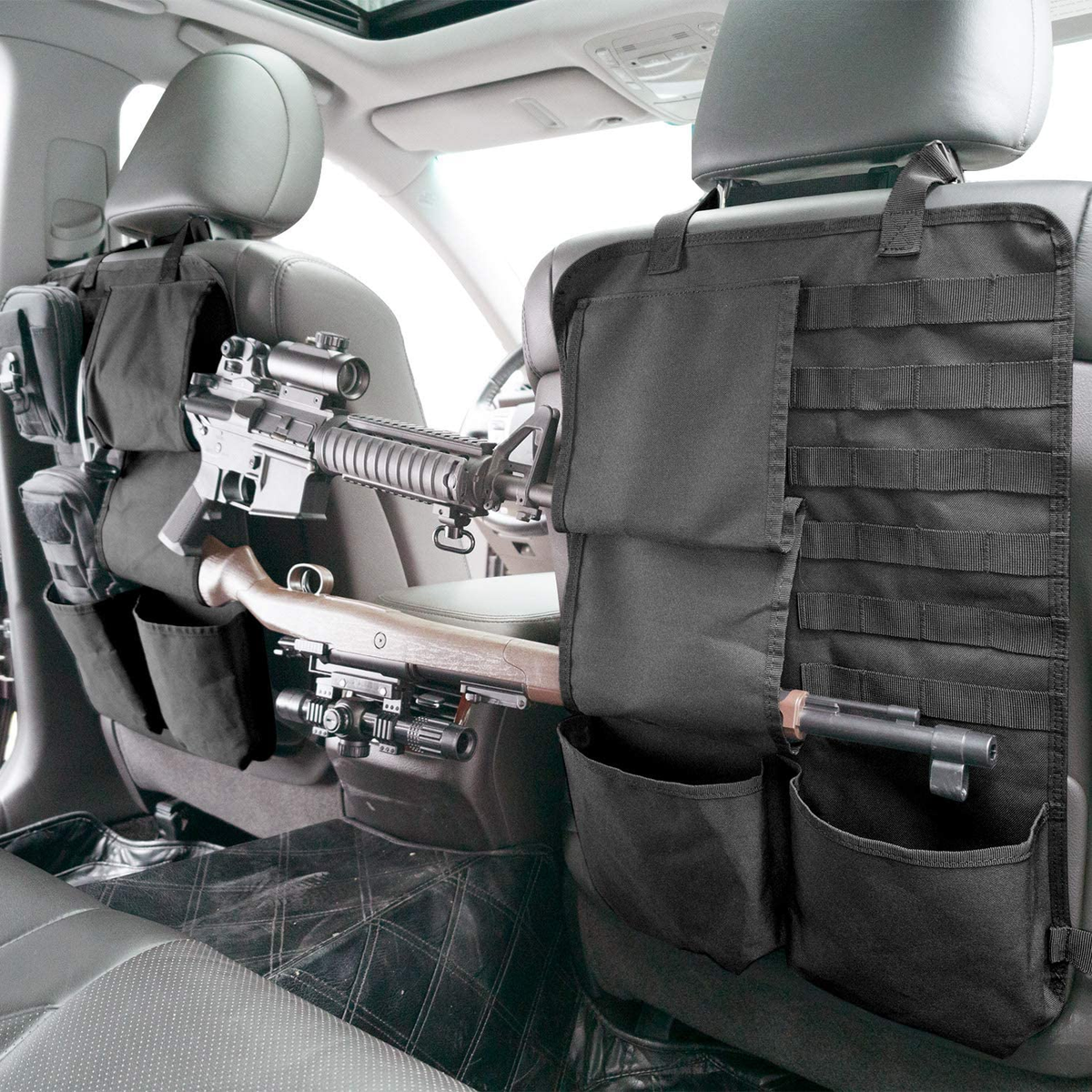 Tactical Car Seat Back Organizer with Molle Panel Vehicle Gun
