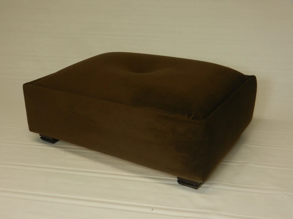 Large Tufted Suede Footstool Available In 7 Colors - Image 3 of 4