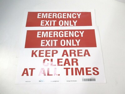 (480P31) 10'' x 14'' Emergency Exit Only Entrance, Exit and Evacuation - Lot of 2 