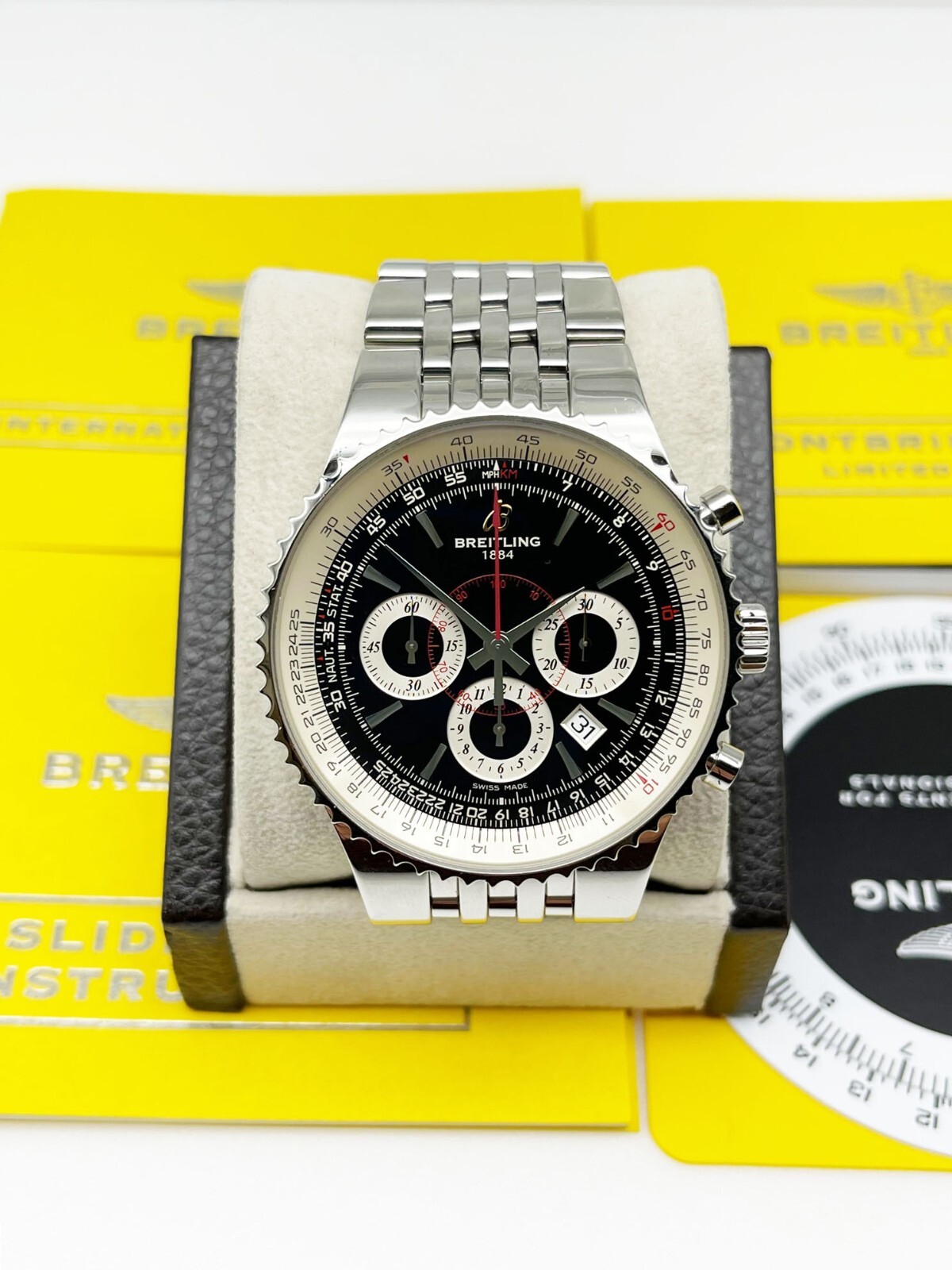 Breitling Montbrillant A23351 Black Dial Stainless Steel Paper 