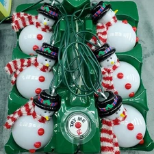 GEMMY Whimsical Color Changing Snowman Indoor Christmas 6 String Light Set NOS