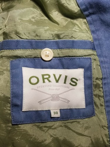 Orvis Denim Sport Blazer Color Blue Size 38 Two Bottoms 54YL 100% cotton. - Picture 3 of 8